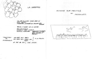 Dessins et notes de répétition, 1991, © Annie Dréau.